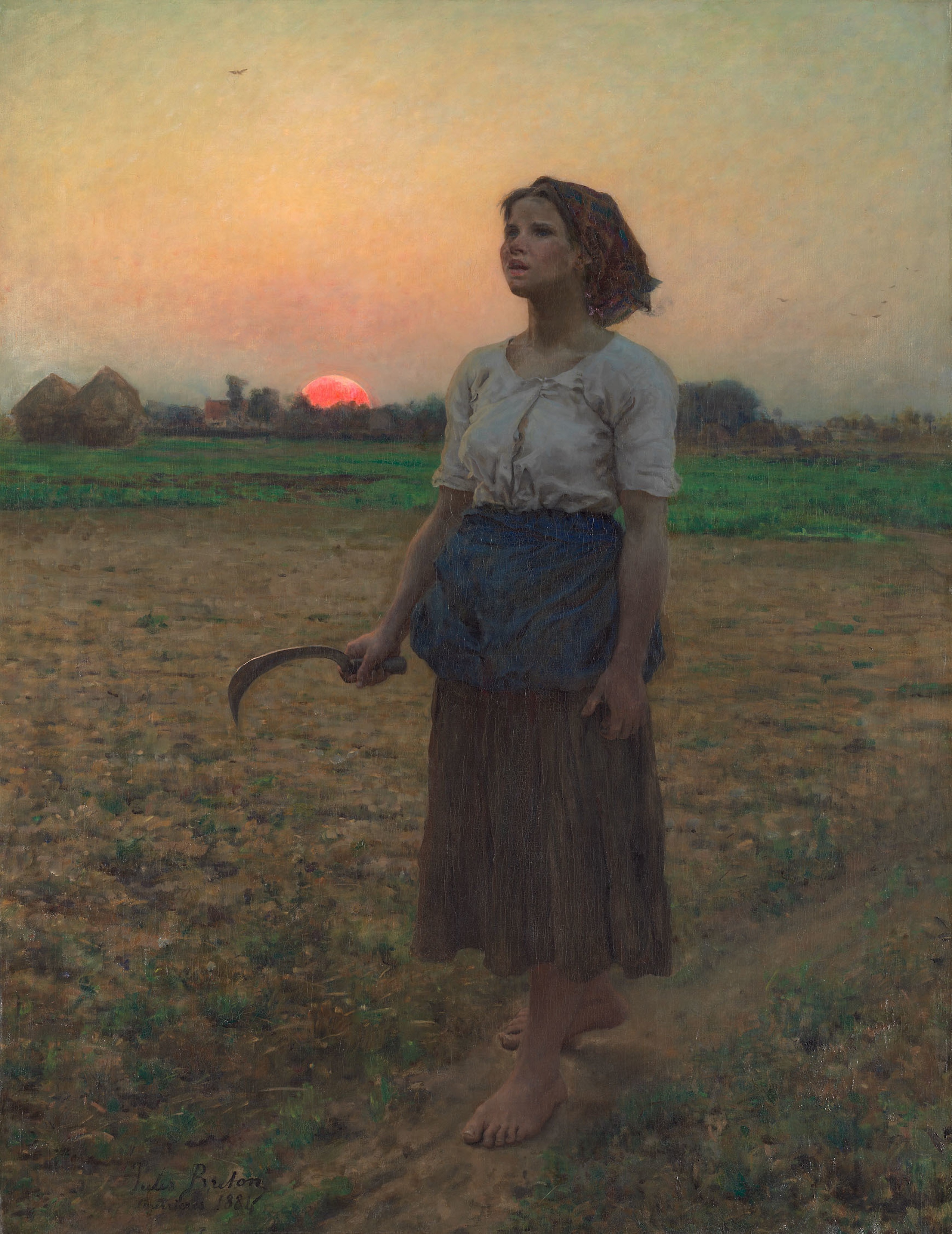 Jules Breton's The Song of the Lark, showing a woman standing in a field at sunrise